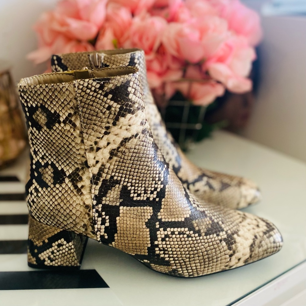 Snake-Print Ankle Boots